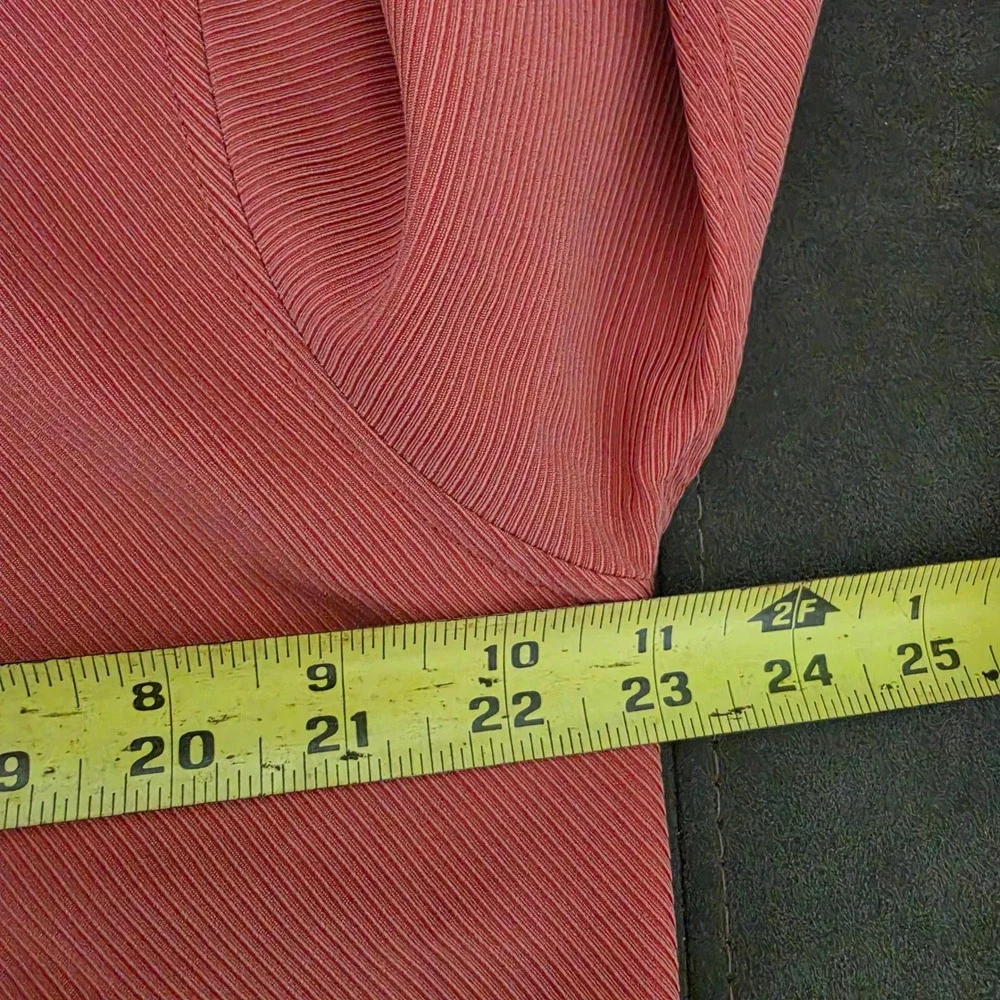 Bugatchi Uomo Mens Medium Coral Ribbed Textured Long Sleeve Button Down Shirt - Picture 10 of 10